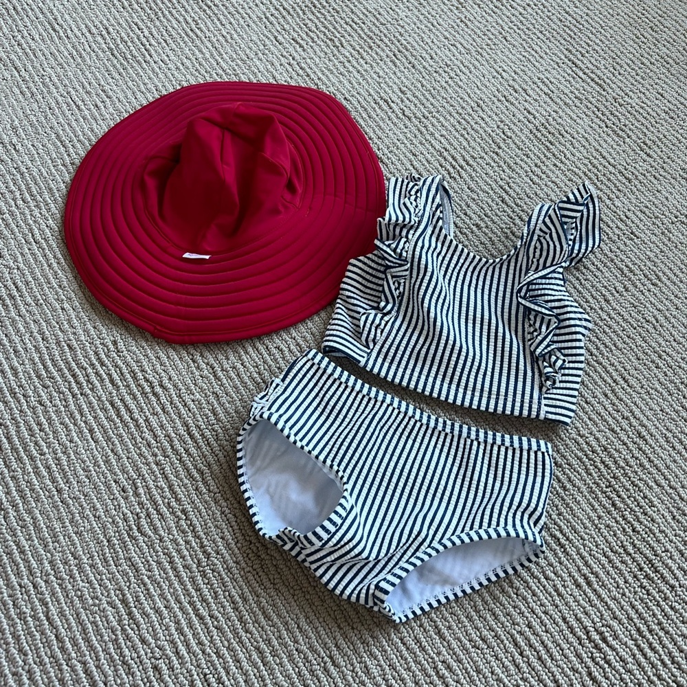 Ruffle Butts Navy and White Striped Bikini